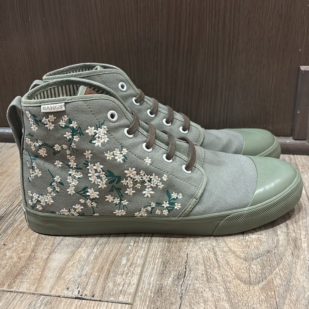 Bangs Boone High Tops Women's Size 9.5 Floral Embroidered Unisex Canvas - Picture 4 of 8